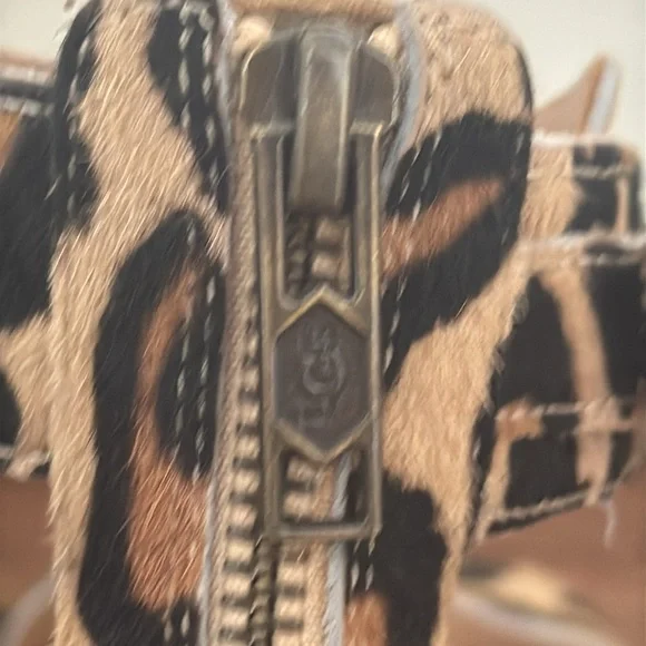 UGG Calf Hair Char Leopard Ankle Strap Sandals - Picture 6 of 8